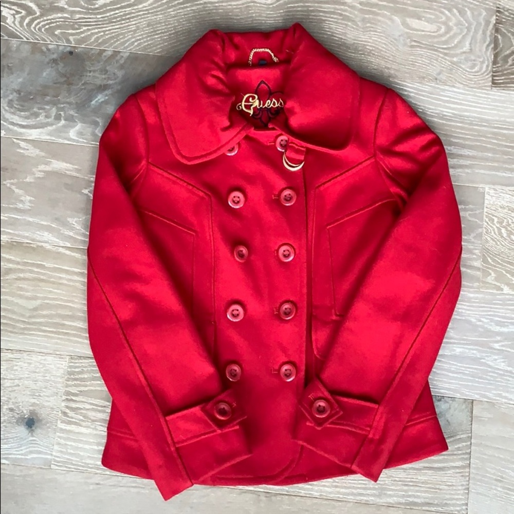Guess Pea Coat in red, size medium
